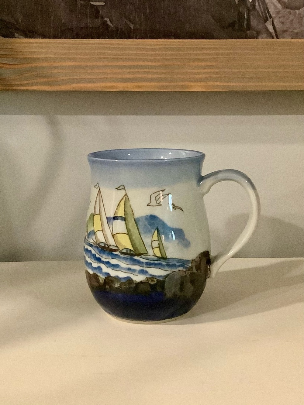 Vintage Otagiri Sailboat Stoneware Mug Japan
